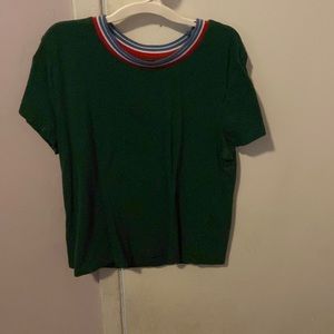 great condition, worn once. red and green short sleeve shirt